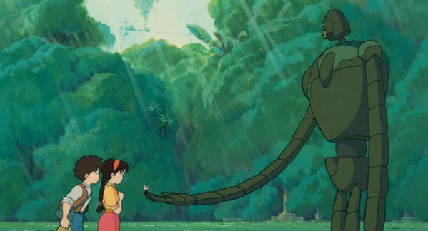 巨神兵が花をプレゼントしてくれるシーン© 1986 Studio Ghibli